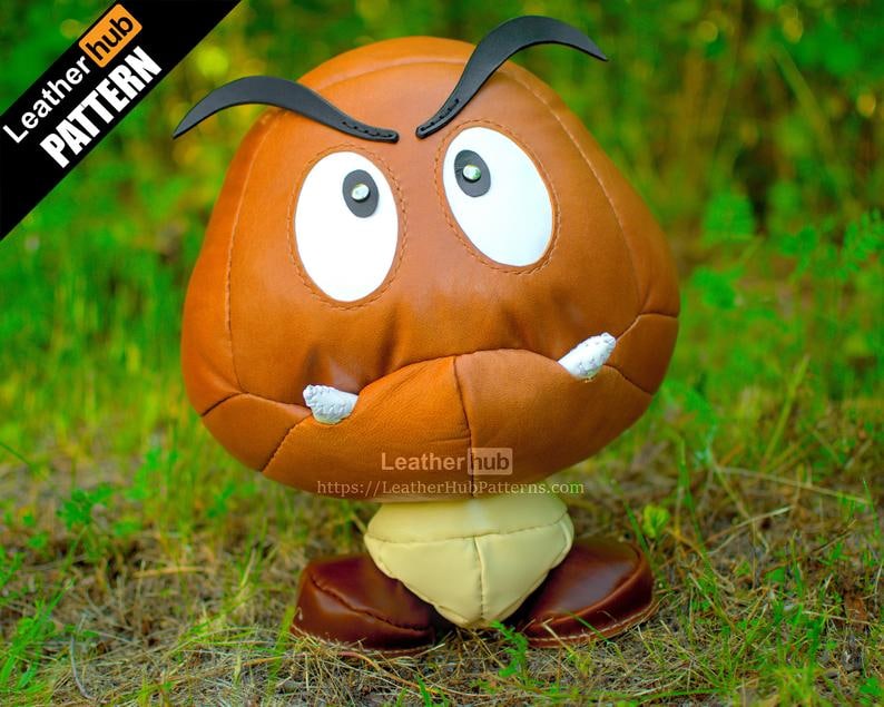 Выкройка кожаная игрушка Goomba (Гумба) из игры Марио